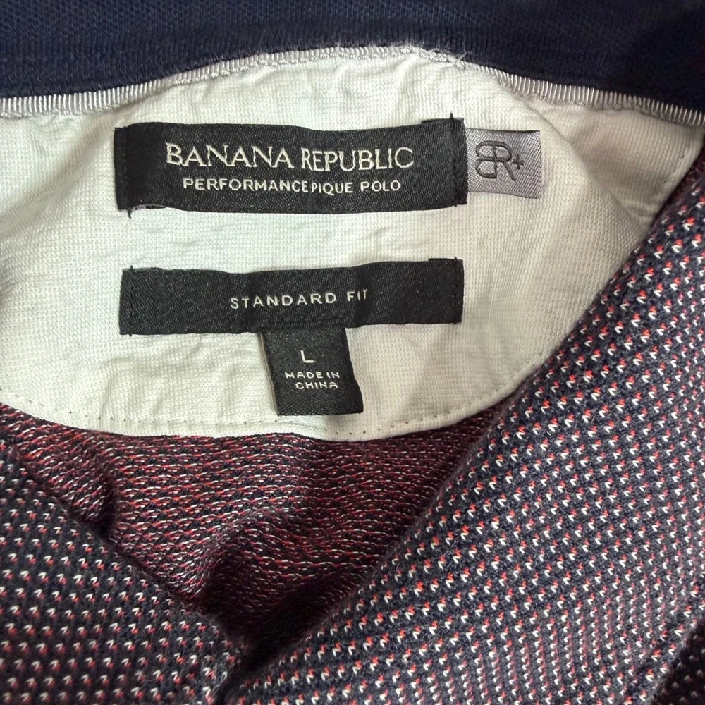 Banana Republic Polo Shirt Mens Large Purple Performance Pique Standard Fit